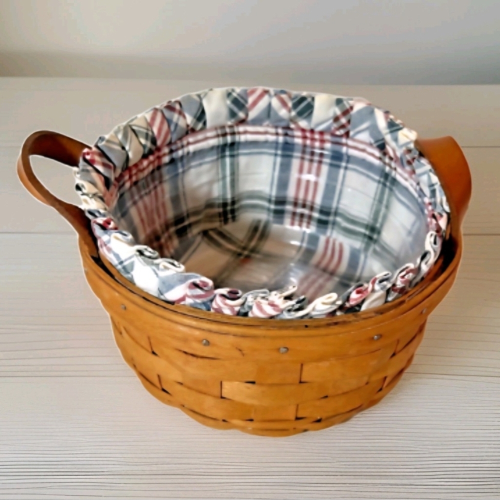 Longaberger Plaid Fabric Liner – Medium Button Basket (Item 254372, NIP)